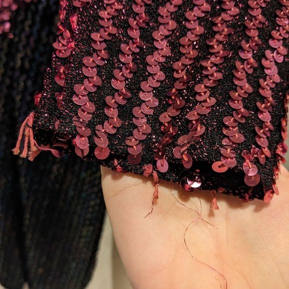 New Leaf by Samir Off the Shoulder pink Sequin Disco Party Dress - Picture 8 of 8